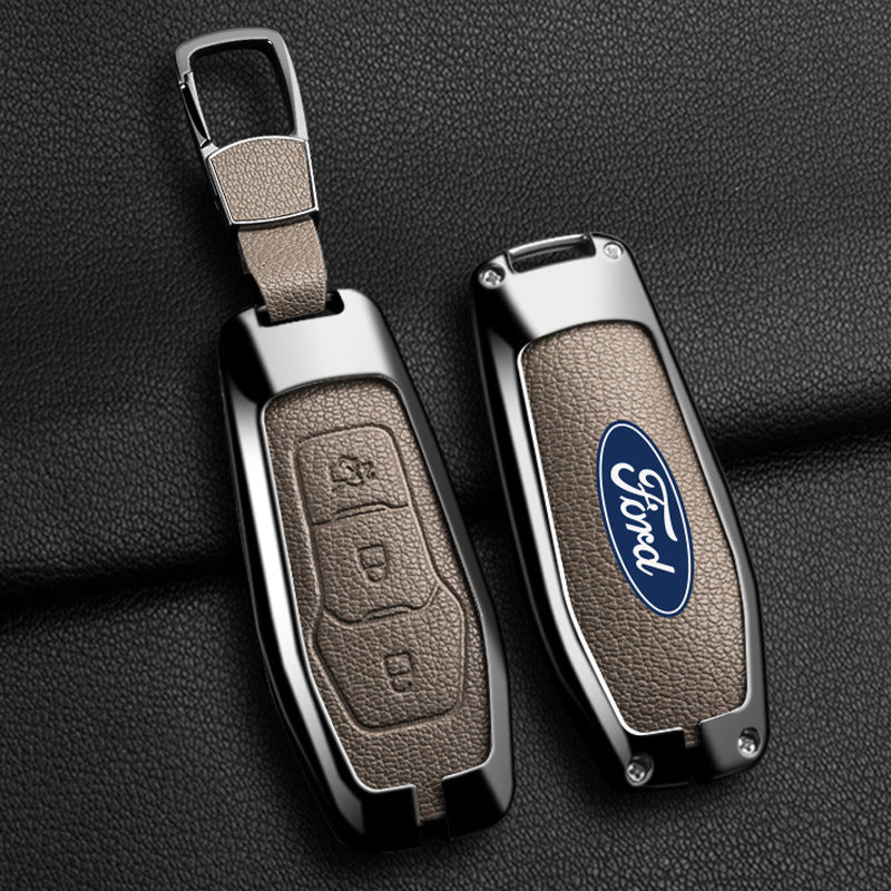 Premium Leather Key Fob Cover For Ford Explorer, Escape, Focus, Edge, Mondeo 3-Button Smart Key