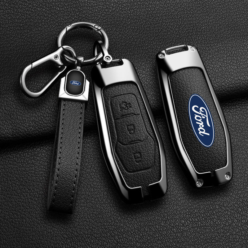 For Ford Explorer Leather Key Fob Cover/ Escape/ Focus/ Edge/Mondeo Key Case (3-Button)