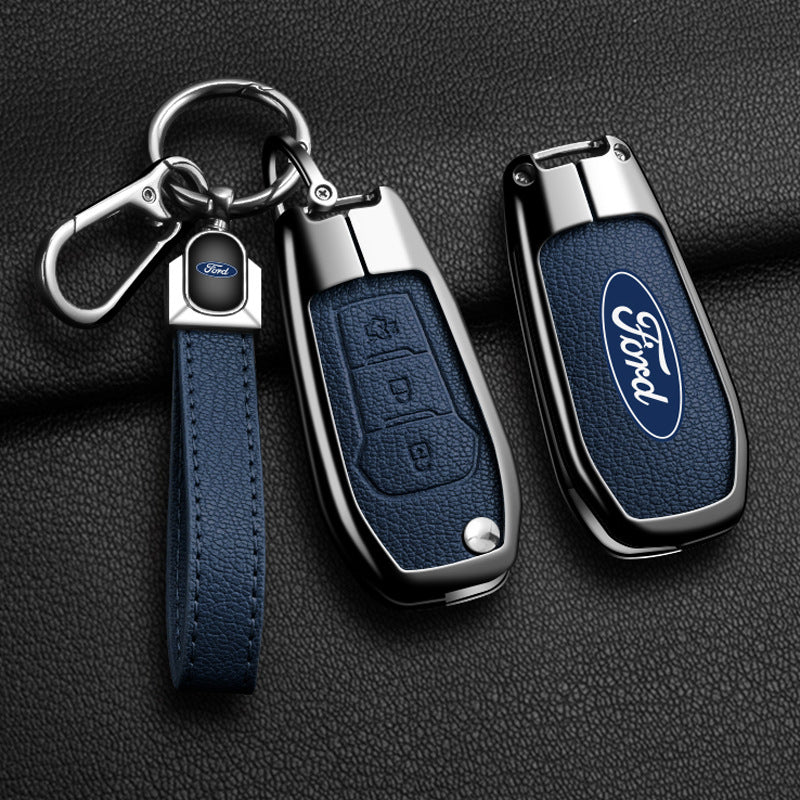 For Ford Explorer Leather Key Fob Cover/ Escape/ Focus/ Edge/Mondeo Key Case (3-Button)