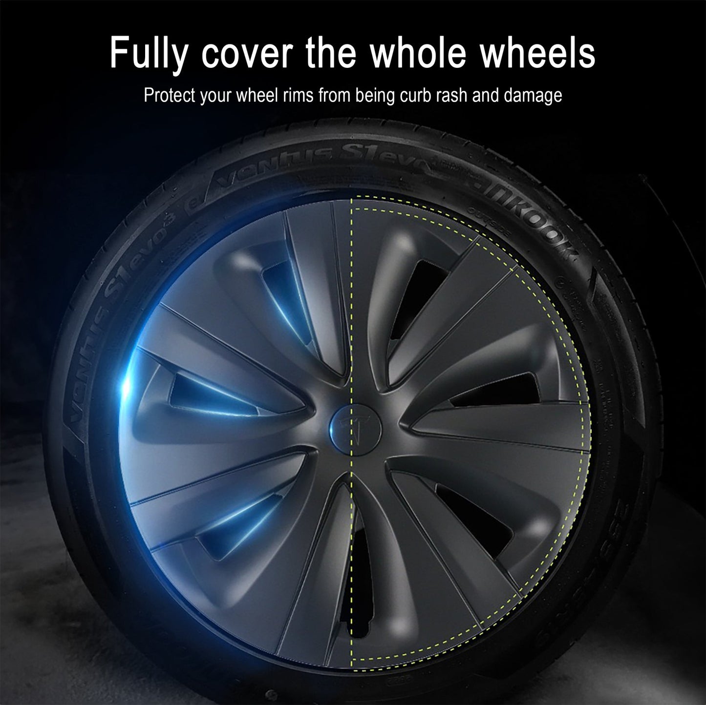 Evtesparts Model 3 Highland 18" Wheel Covers Hubcaps Inspired By Model S Wheel Style