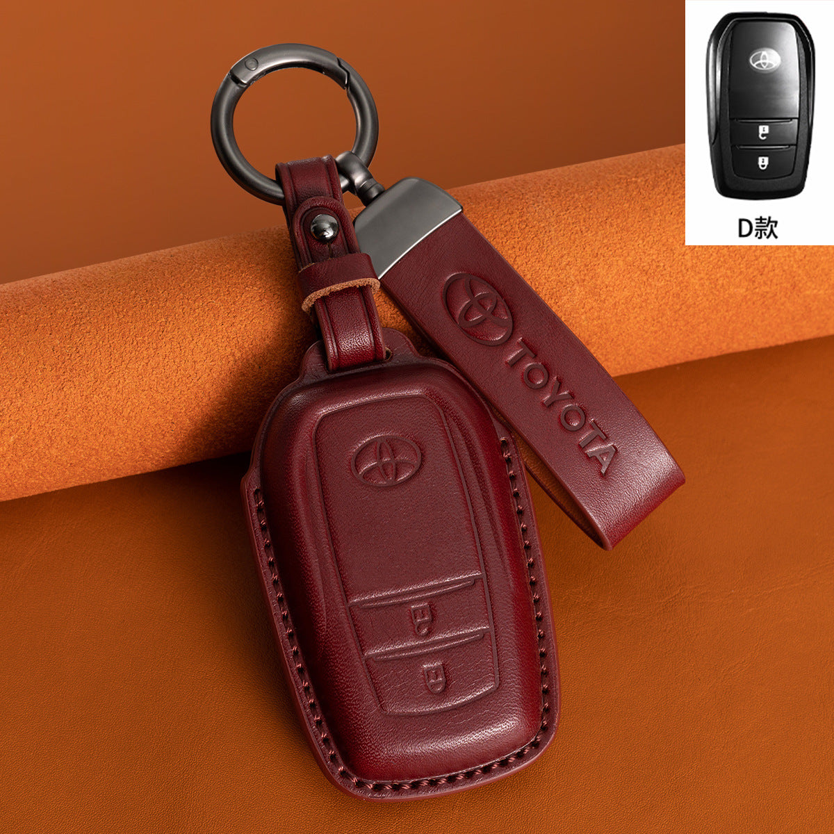 Evtesparts Leather Key Fob Case for Toyota RAV4