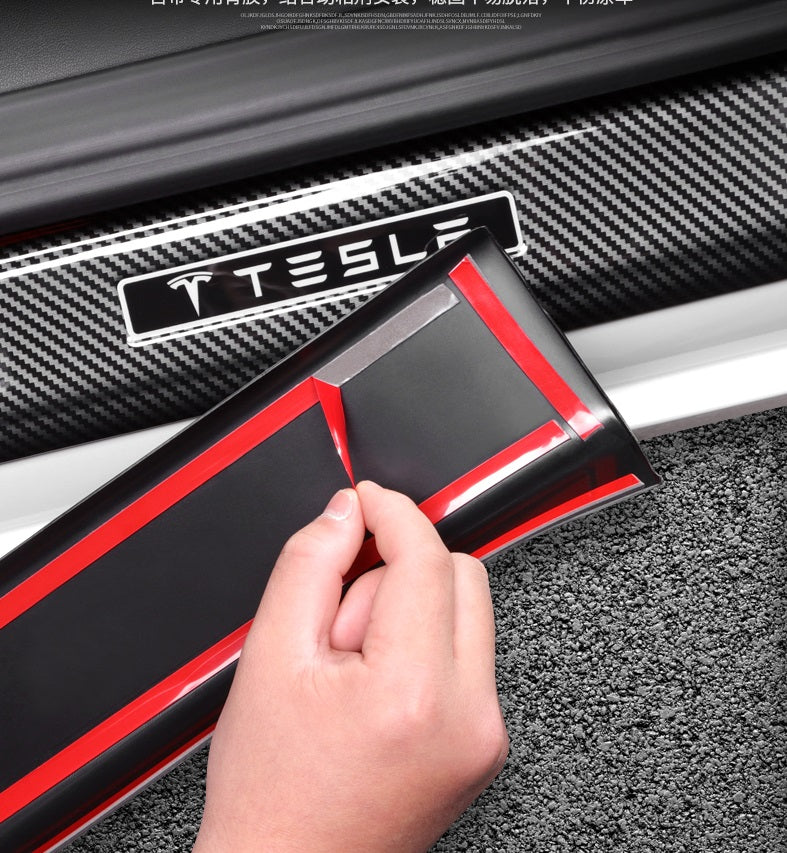 Model 3/Y Carbon Fiber Door Sills Protector Threshold Strip