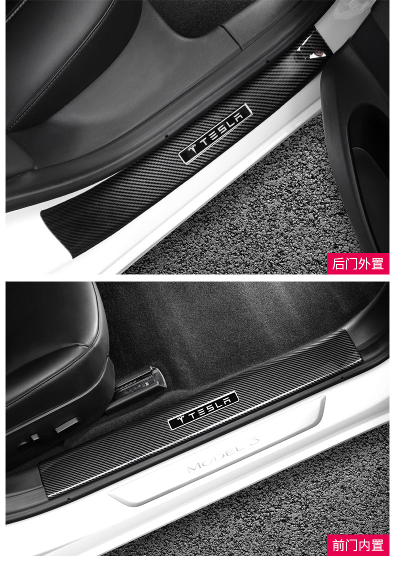 Model 3/Y Carbon Fiber Door Sills Protector Threshold Strip
