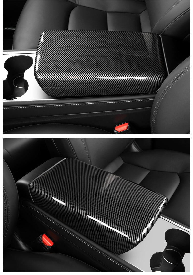 Carbon Fiber Center Console Armrest Cover For Model 3/Y 2019-2022