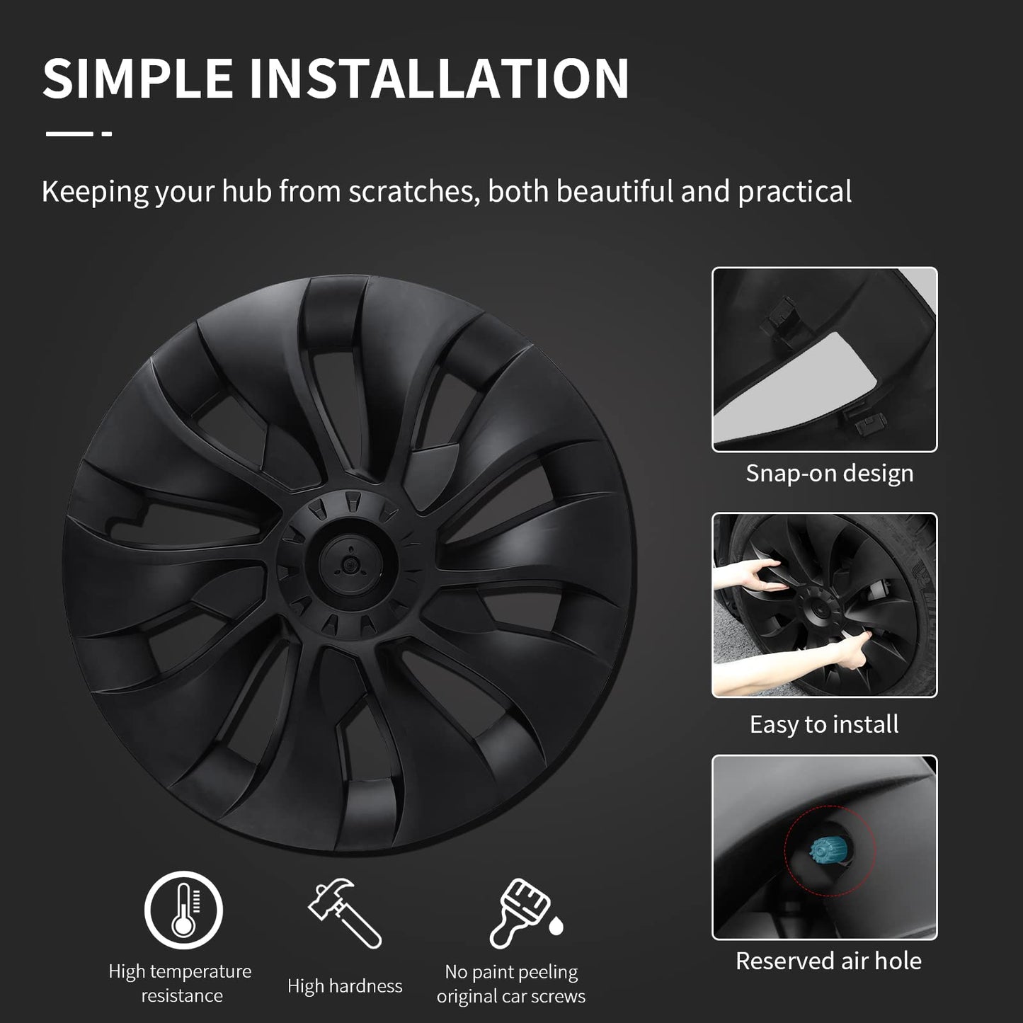 Model 3 Hubcaps 18" Uberturbine Style Aero Wheel Cover Set (4Pcs)