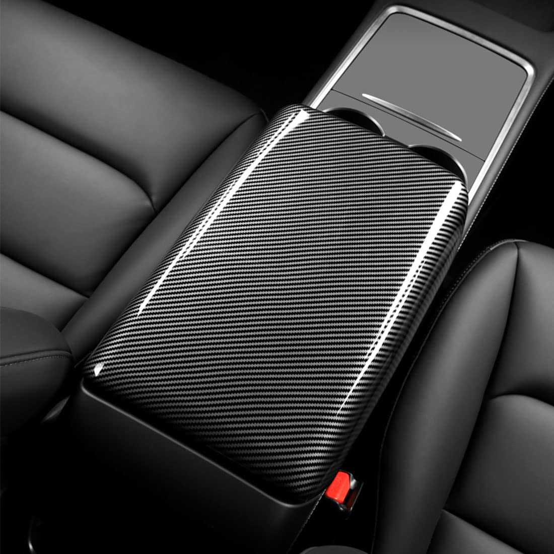Carbon Fiber Center Console Armrest Cover For Model 3/Y 2019-2022