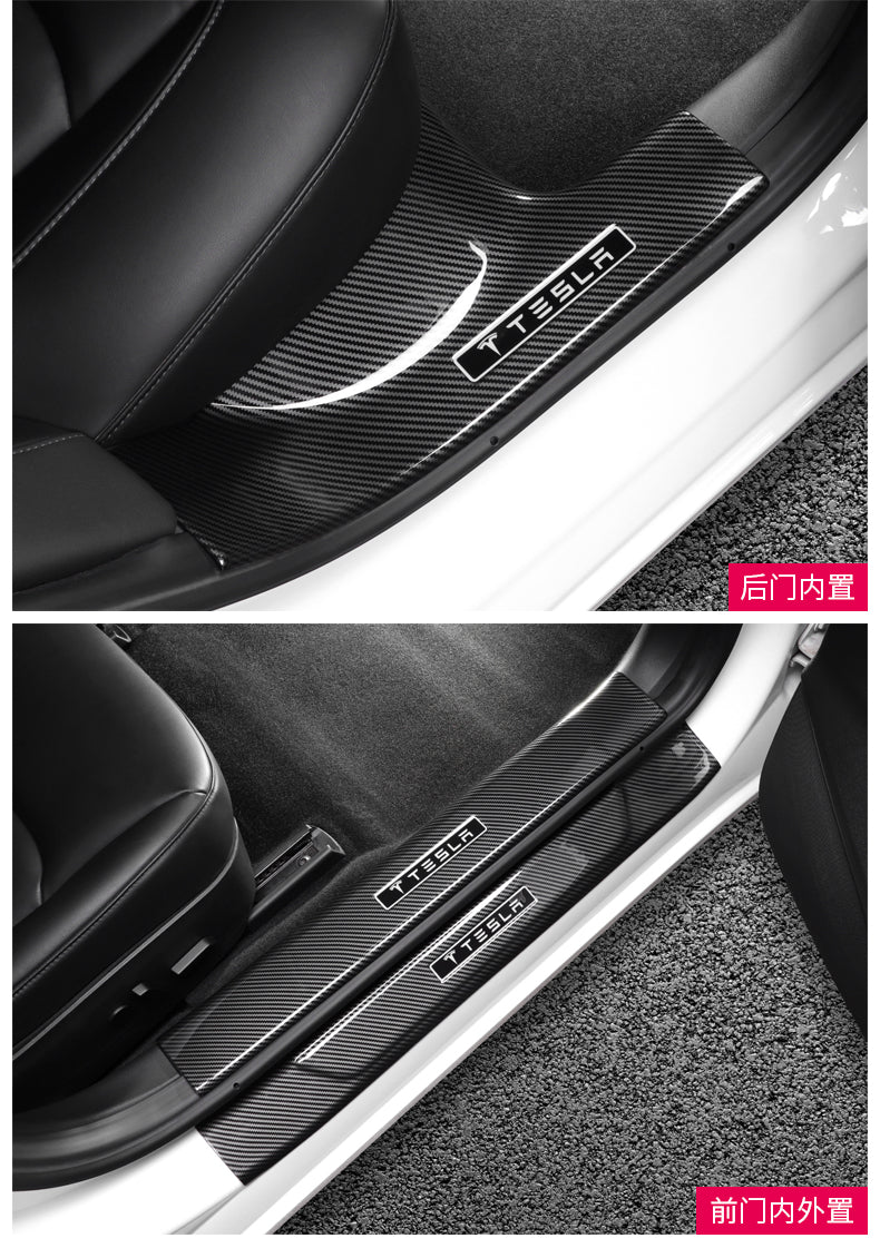 Model 3/Y Carbon Fiber Door Sills Protector Threshold Strip