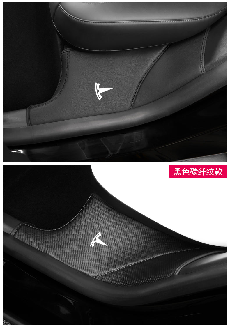 Tesla Model 3/Y Rear Door Sills Leather Threshold Strip Anti Kick Pads