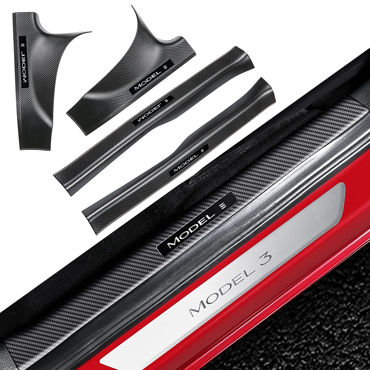 Model 3/Y Carbon Fiber Door Sills Protector Threshold Strip