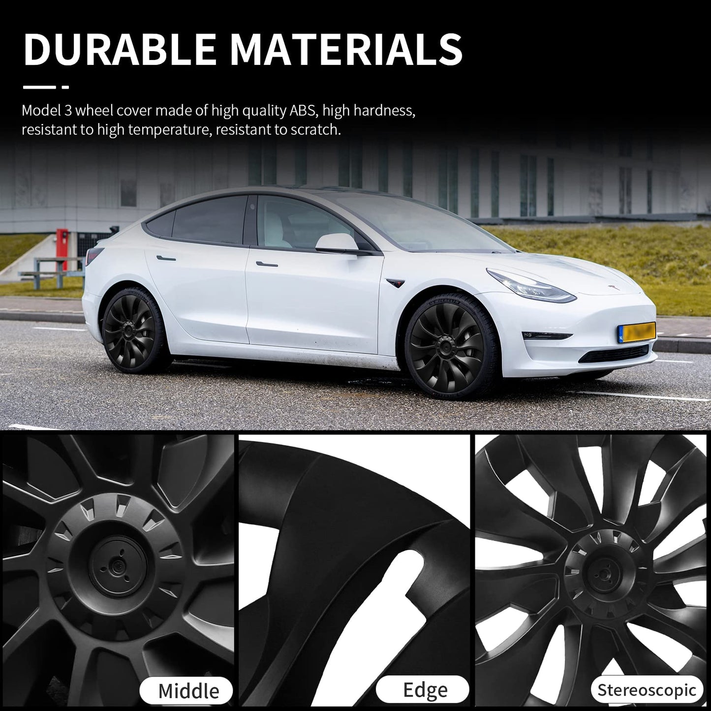 Model 3 Hubcaps 18" Uberturbine Style Aero Wheel Cover Set (4Pcs)