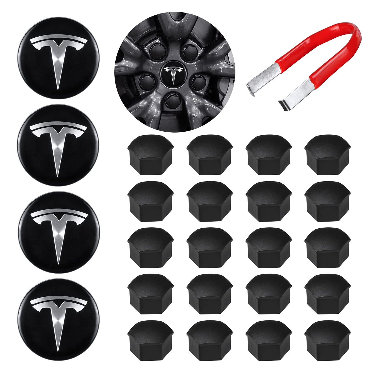 Model 3/Y Wheel Center Hub Caps Screw Protectors Covers Kit