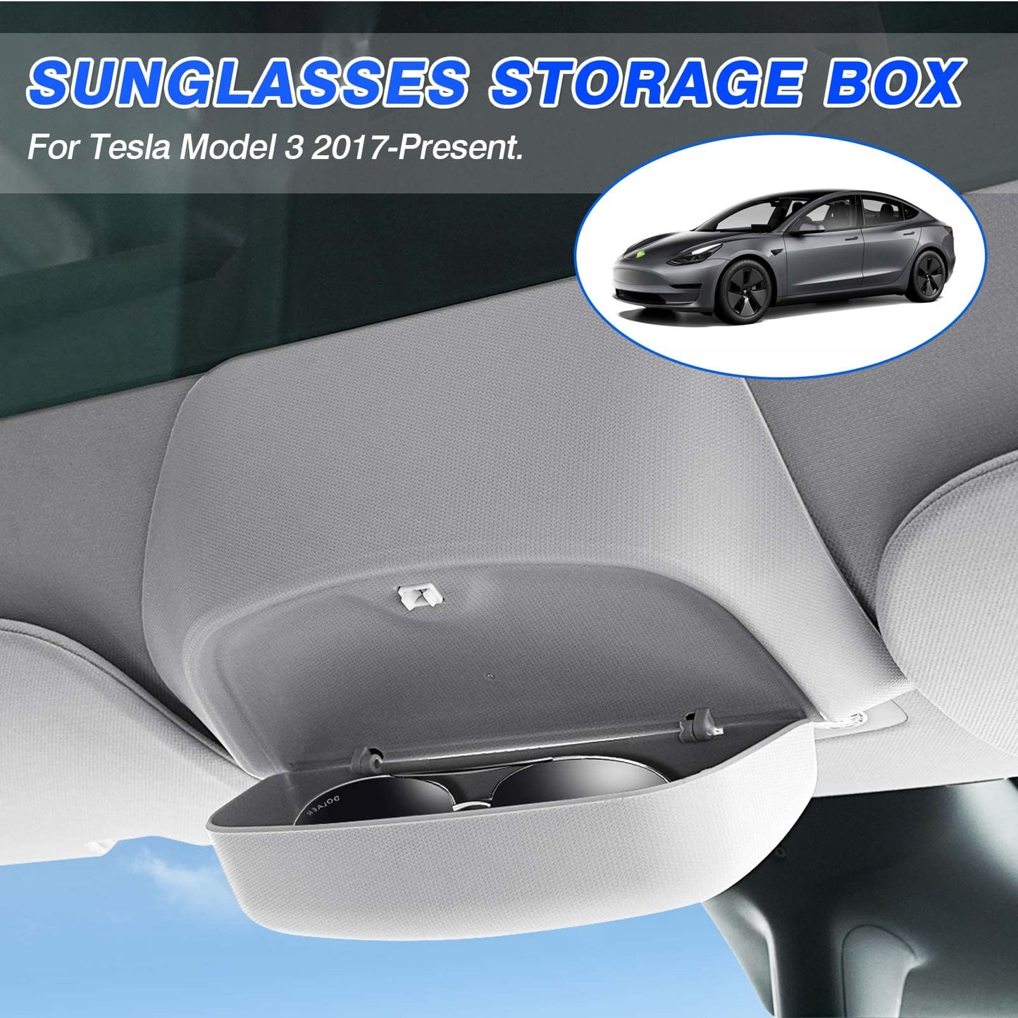 Model 3/Y Sunglasses Holder Sun Visor Storage Box Eyeglasses Case Mount