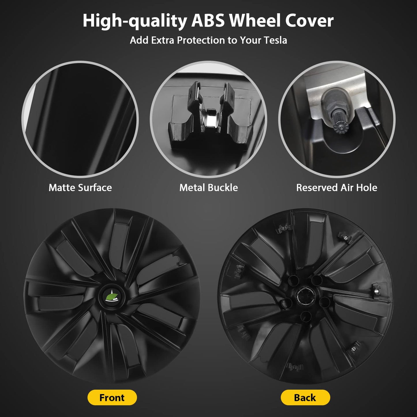 Model Y Hubcaps 19" Full Edge Black Wheel Covers