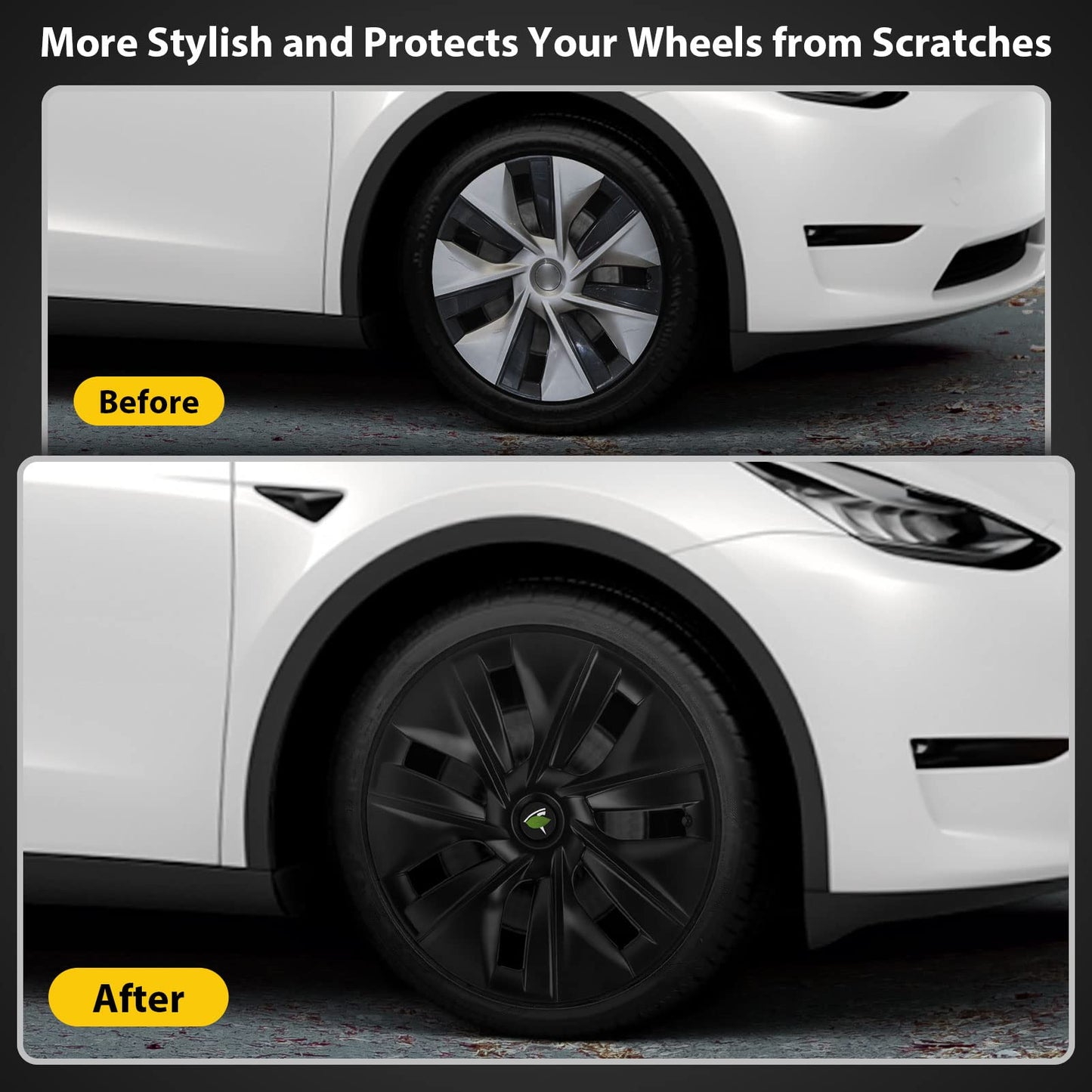 Model Y Hubcaps 19" Full Edge Black Wheel Covers