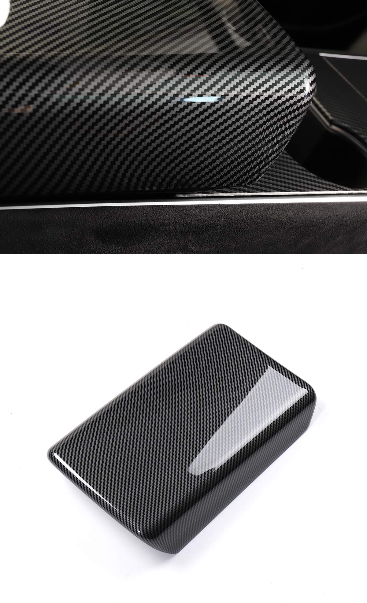 Carbon Fiber Center Console Armrest Cover For Model 3/Y 2019-2022