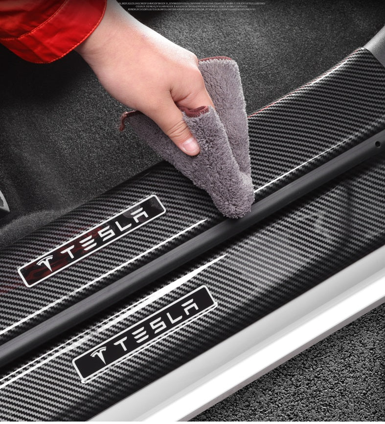 Model 3/Y Carbon Fiber Door Sills Protector Threshold Strip