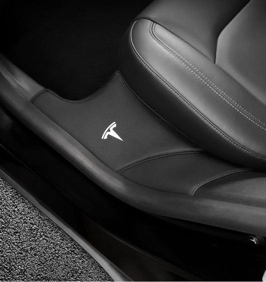Tesla Model 3/Y Rear Door Sills Leather Threshold Strip Anti Kick Pads