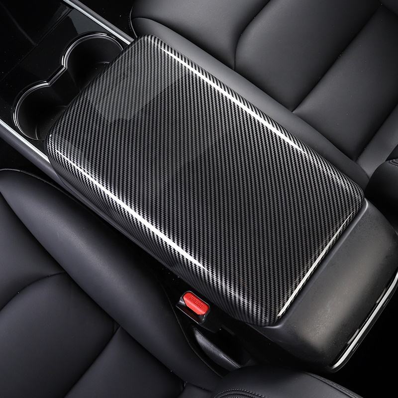 Carbon Fiber Center Console Armrest Cover For Model 3/Y 2019-2022