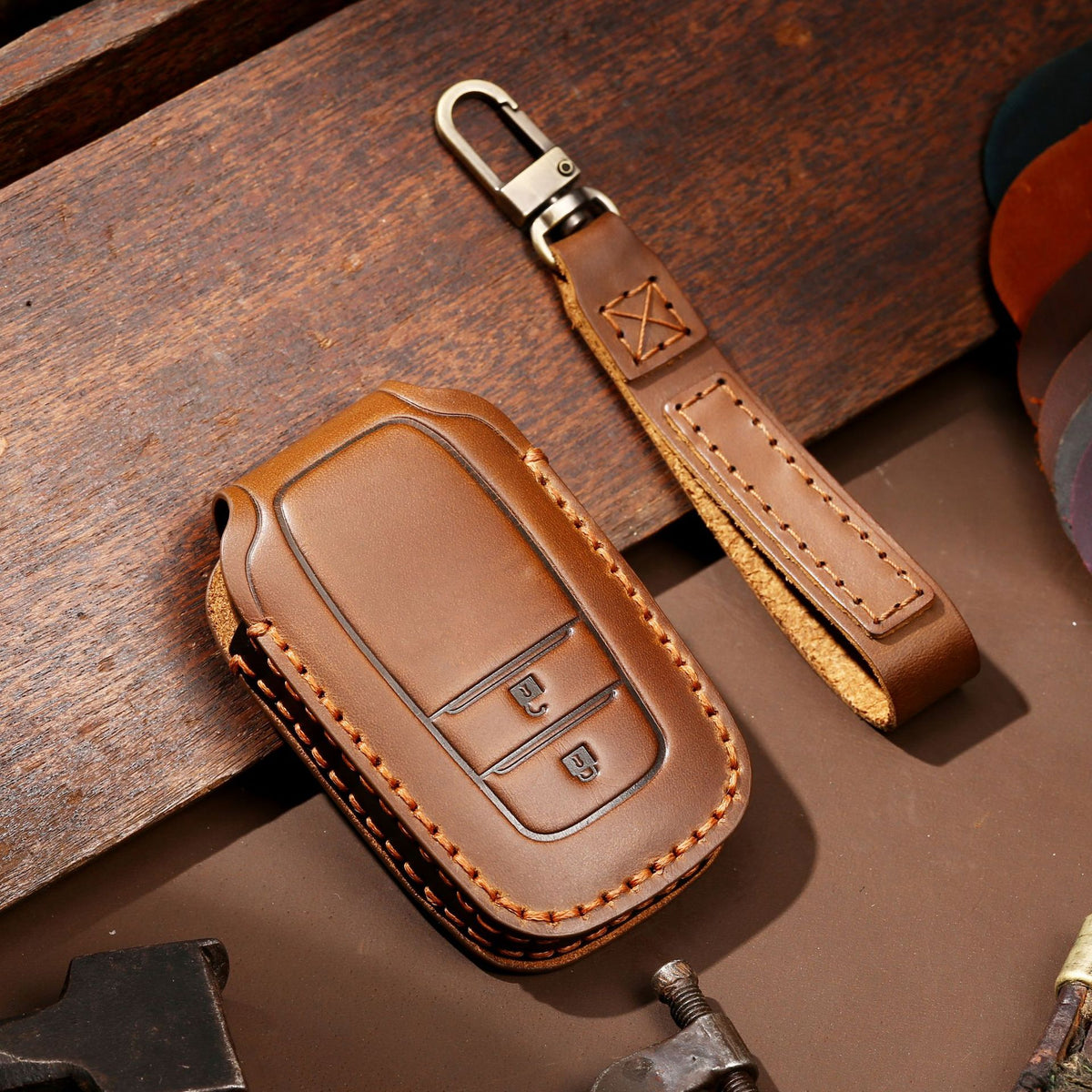 Evtesparts Leather Key Fob Cover For Toyota Sienna