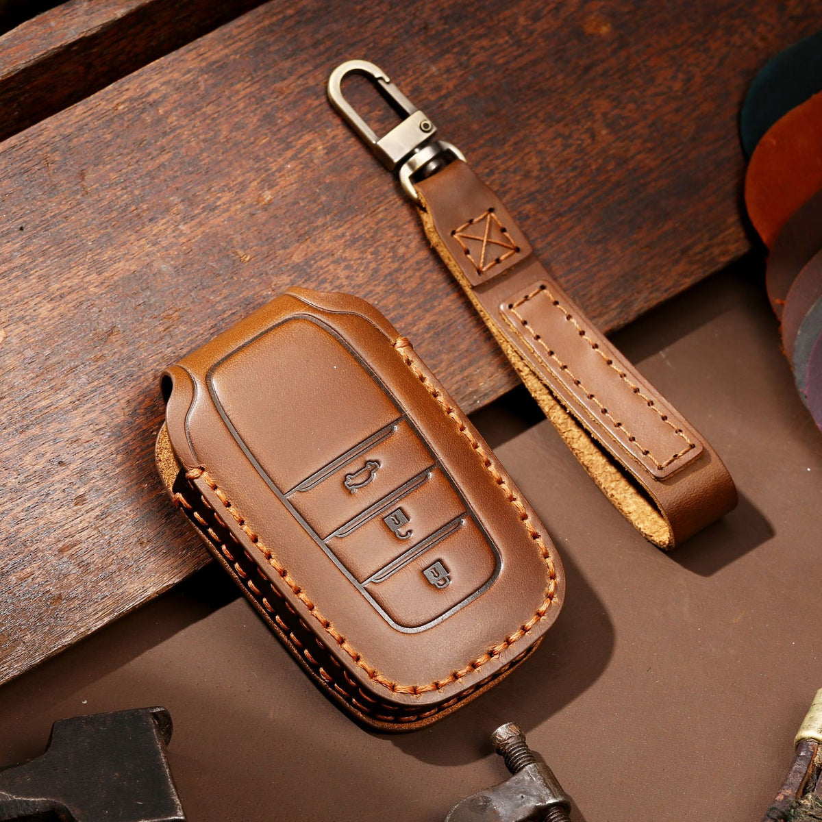 Evtesparts Leather Key Fob Cover For Toyota Sienna