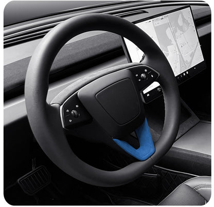 Evtesparts Alcantara Steering Wheel U-shaped Panel Trim For Tesla Model 3 Highland 2023+