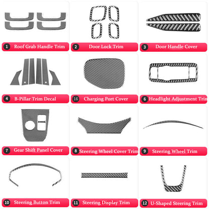 For Ford Mustang Mach-E Center Console Gear Shift Panel Trim Cover Carbon Fiber