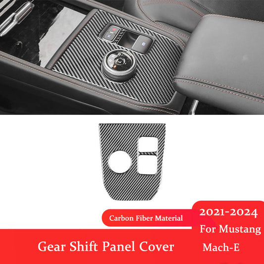 For Ford Mustang Mach-E Center Console Gear Shift Panel Trim Cover Carbon Fiber
