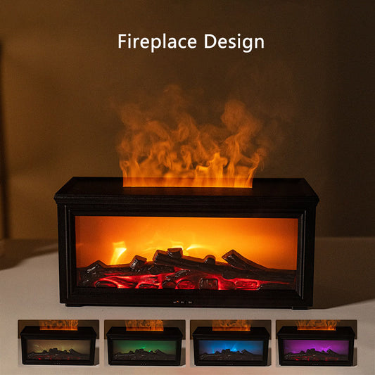 Fireplace Flame Aroma Diffuser Home Wood Grain Air Humidifier