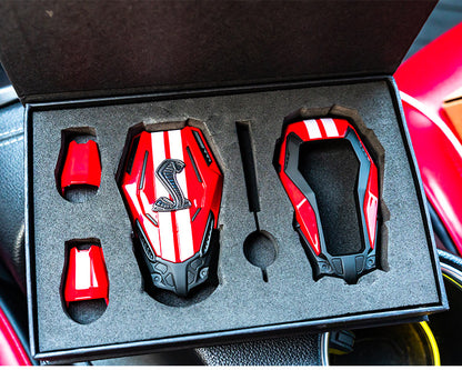 For Ford Mustang Mach-E, Shelby Cobra Mech-Style Key Fob Cover 3/4 Button