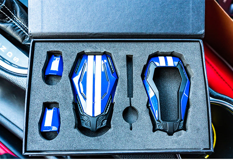 For Ford Mustang Mach-E, Shelby Cobra Mech-Style Key Fob Cover 3/4 Button