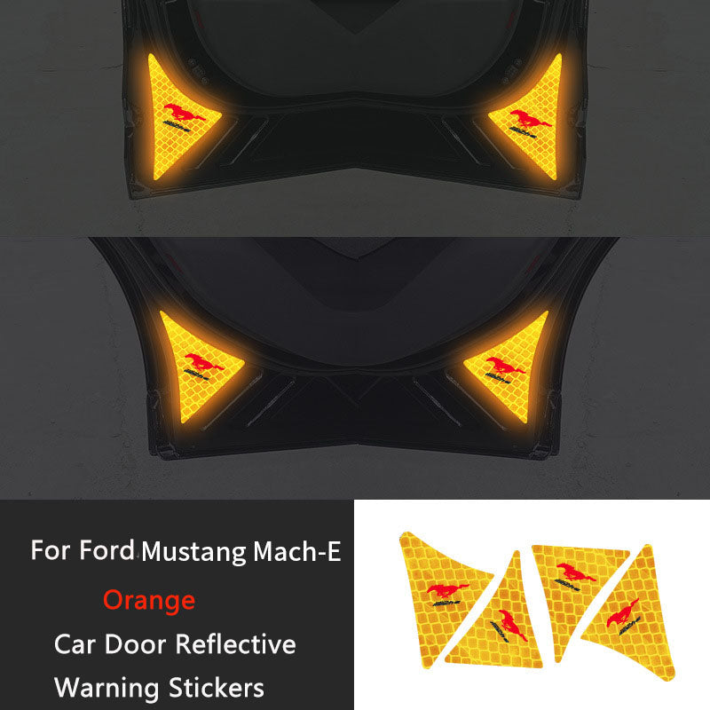 Mach-E Car Door Reflective Warning Stickers Tailgate Switch Luminous Stickers For Ford Mustang