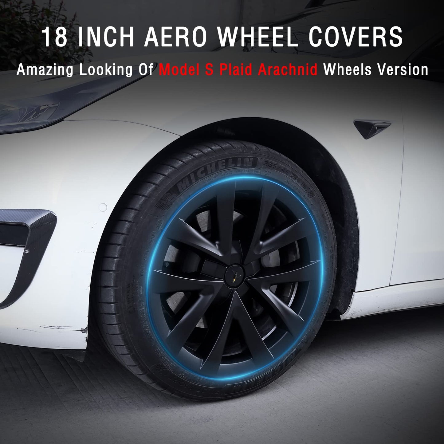 Evtesparts 18-Inch Model 3 Areo Wheel Covers Matte Black Hub Caps Replacement