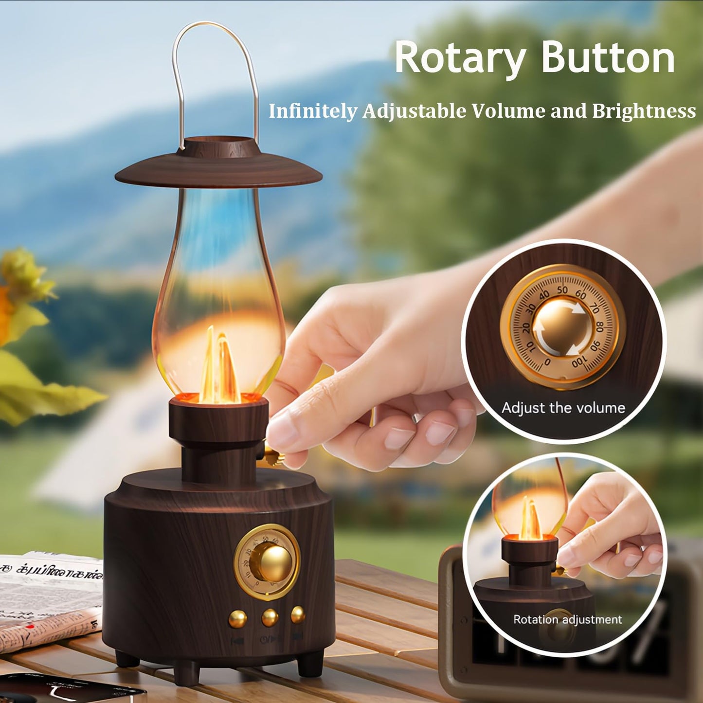 Retro Kerosene Lamp Bluetooth Speaker Outdoor Camping Ambient Light