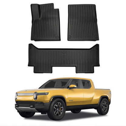Rivian R1T TPE All Weather Front & Rear Row Floor Mats Liners 2022 2023