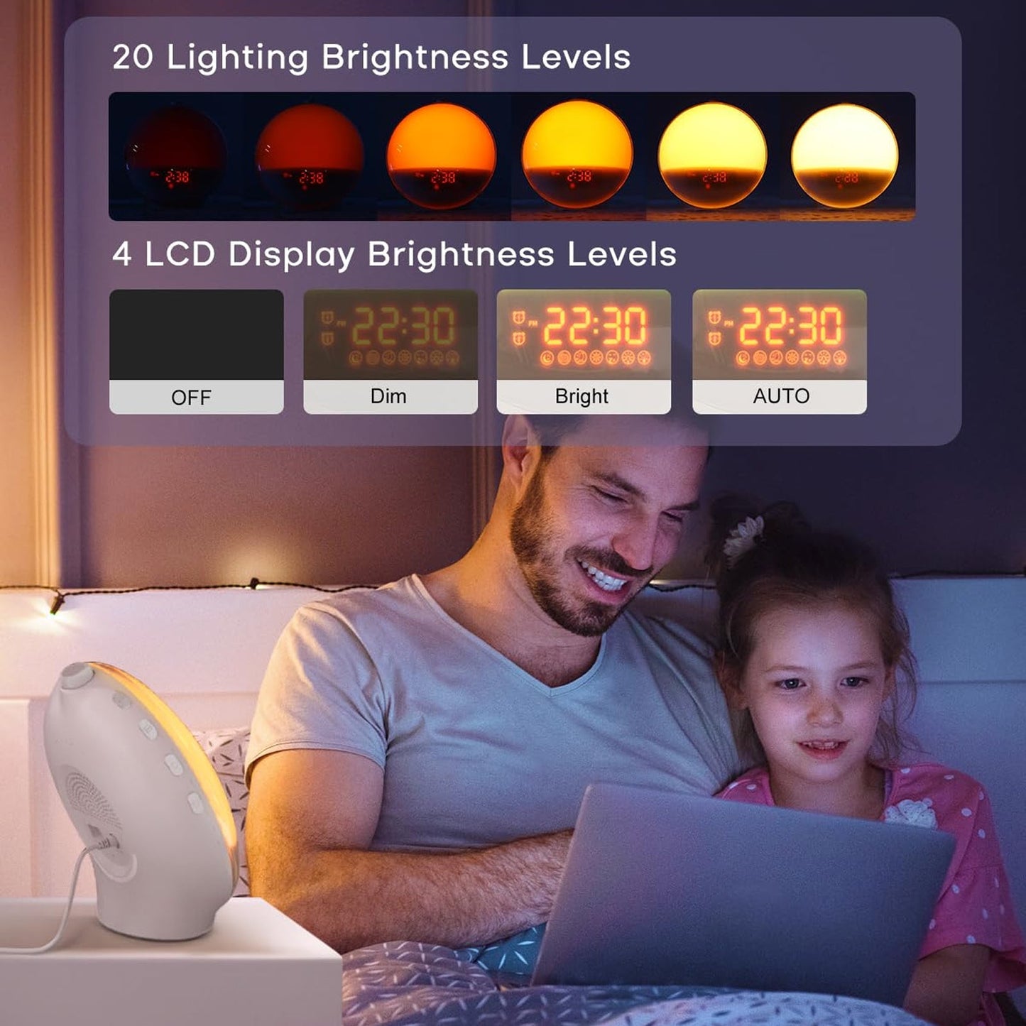 Simulated Sunrise & Sunset Wake-up Light Smart Ambient Alarm Clock Light