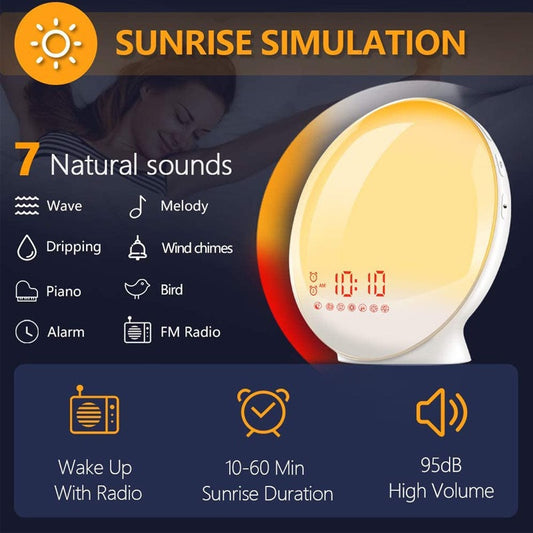 Simulated Sunrise & Sunset Wake-up Light Smart Ambient Alarm Clock Light