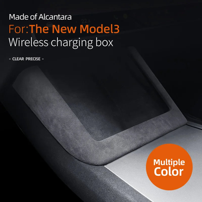 Evtesparts Model 3 Highland Alcantara Central Control Wireless Charging Frame Cover