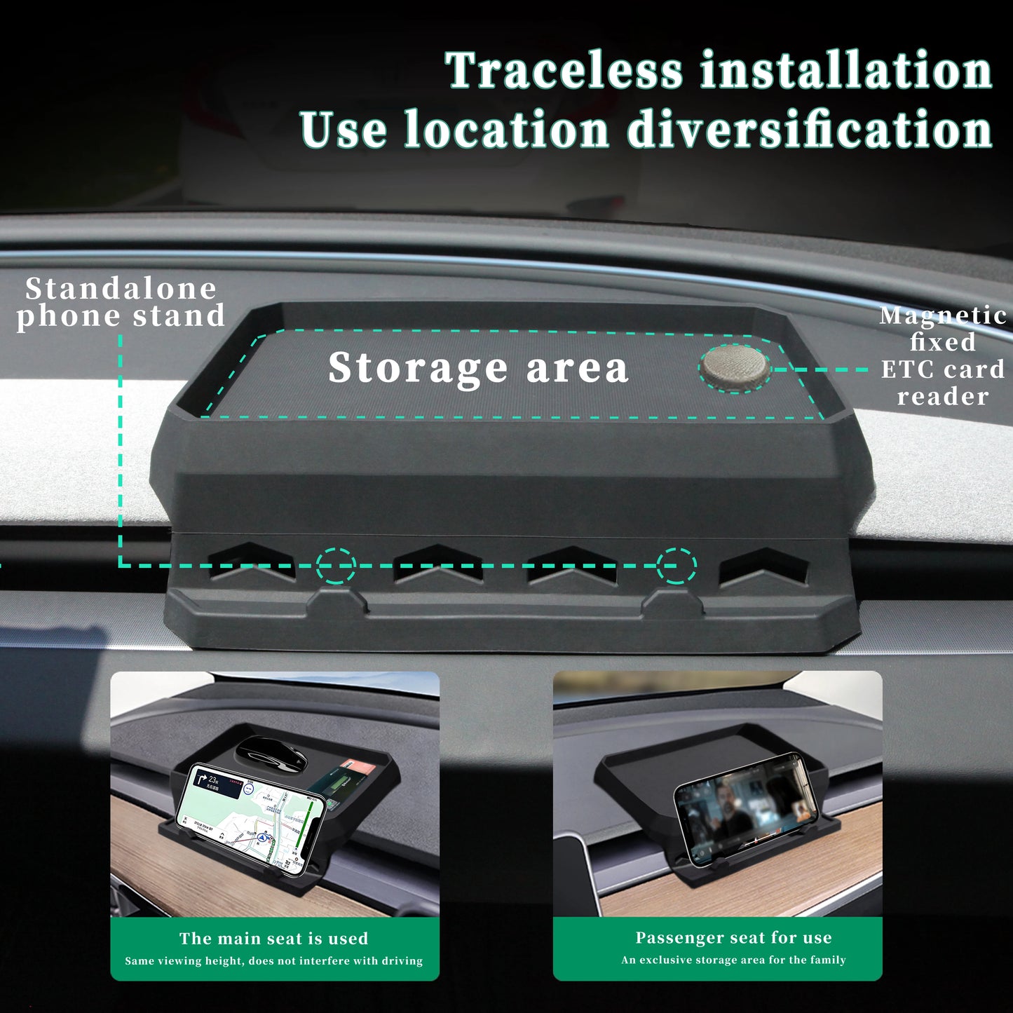 Evtesparts ETC Tray Dashboard Tissue Storage Box For Tesla Model 3 Highland