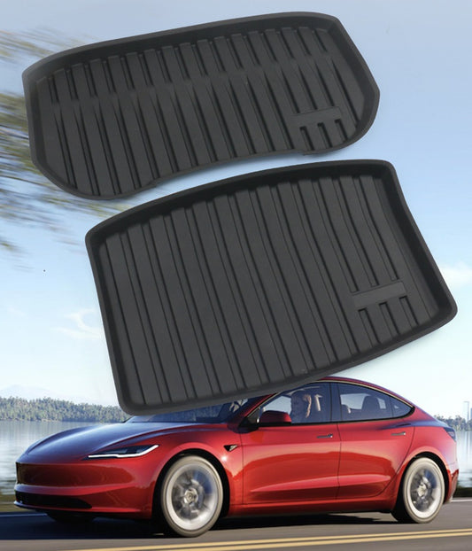 Tesla Model 3 Highland TPE Front & Rear Trunk Mats Waterproof Liners