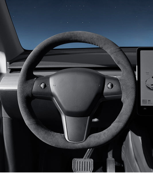 Tesla Model 3/Y Alcantara Hand-sewn Steering Wheel Cover