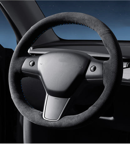 Tesla Model 3/Y Alcantara Hand-sewn Steering Wheel Cover