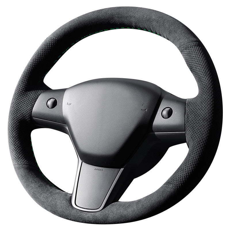 Tesla Model 3/Y Alcantara Hand-sewn Steering Wheel Cover