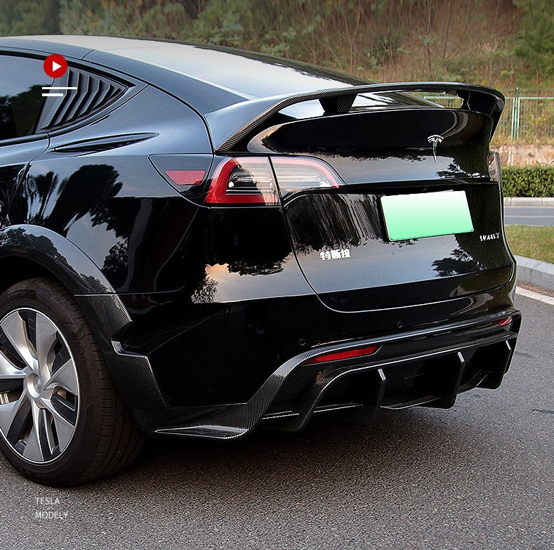 Model Y Rear Splitter Installation Tesla Model Y Rear Bumper Diffuser Lip Spoiler 2021-2024 | Evtesparts ...