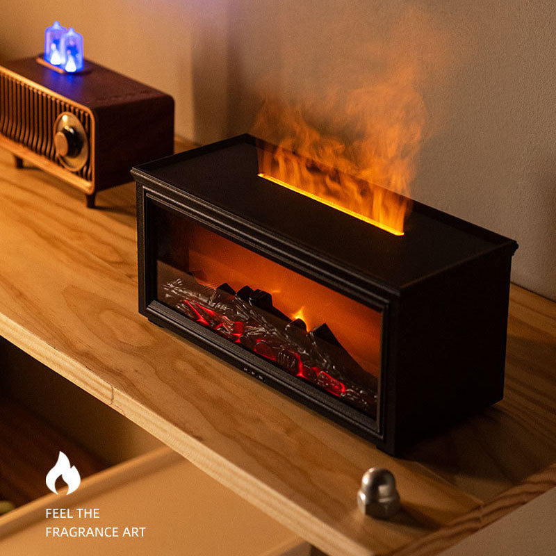 Fireplace Flame Aroma Diffuser Home Wood Grain Air Humidifier