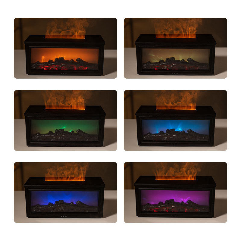 Fireplace Flame Aroma Diffuser Home Wood Grain Air Humidifier