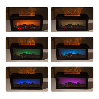 Fireplace Flame Aroma Diffuser Home Wood Grain Air Humidifier