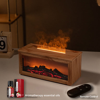 Fireplace Flame Aroma Diffuser Home Wood Grain Air Humidifier