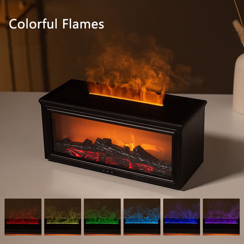 Fireplace Flame Aroma Diffuser Home Wood Grain Air Humidifier