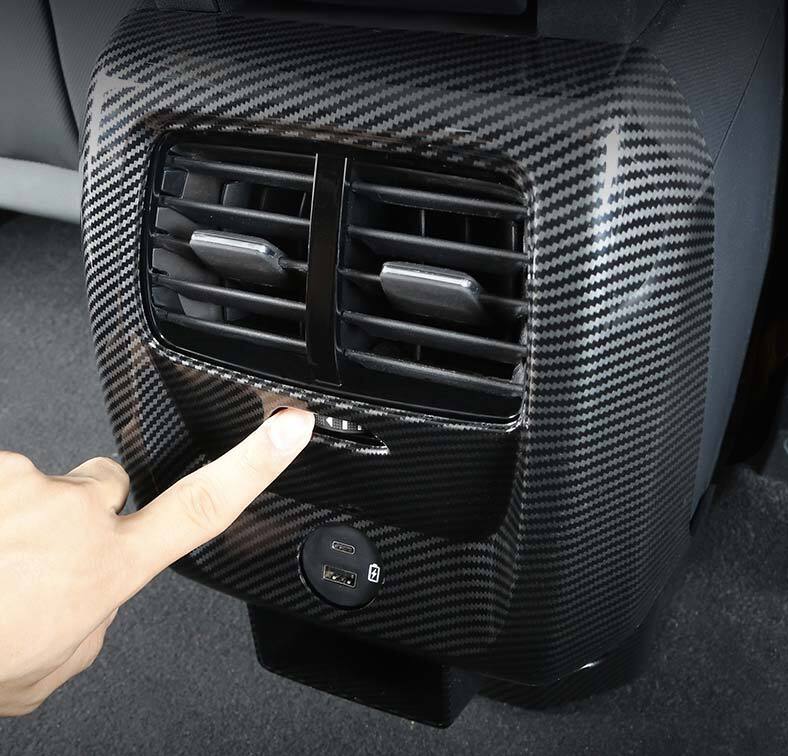For Ford Mustang Mach-E Rear Row Anti-Kick Guard Cover Carbon Fiber Style