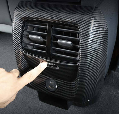 For Ford Mustang Mach-E Rear Row Anti-Kick Guard Cover Carbon Fiber Style